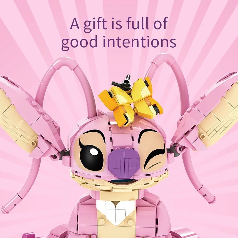 New Stitch Angel CP Building Blocks 2025 - Large Piece Cartoon Toys with Moving Ears Kids Assembly Gift for Boys Girls Birthday