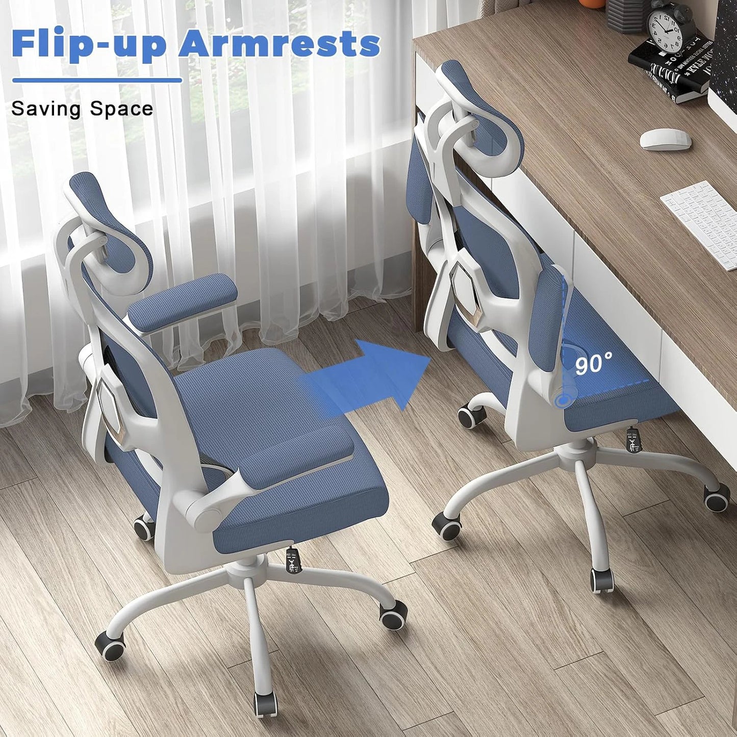 Ergonomic Office Chair with Lumbar Support – Adjustable Headrest & Flip-Up Armrests