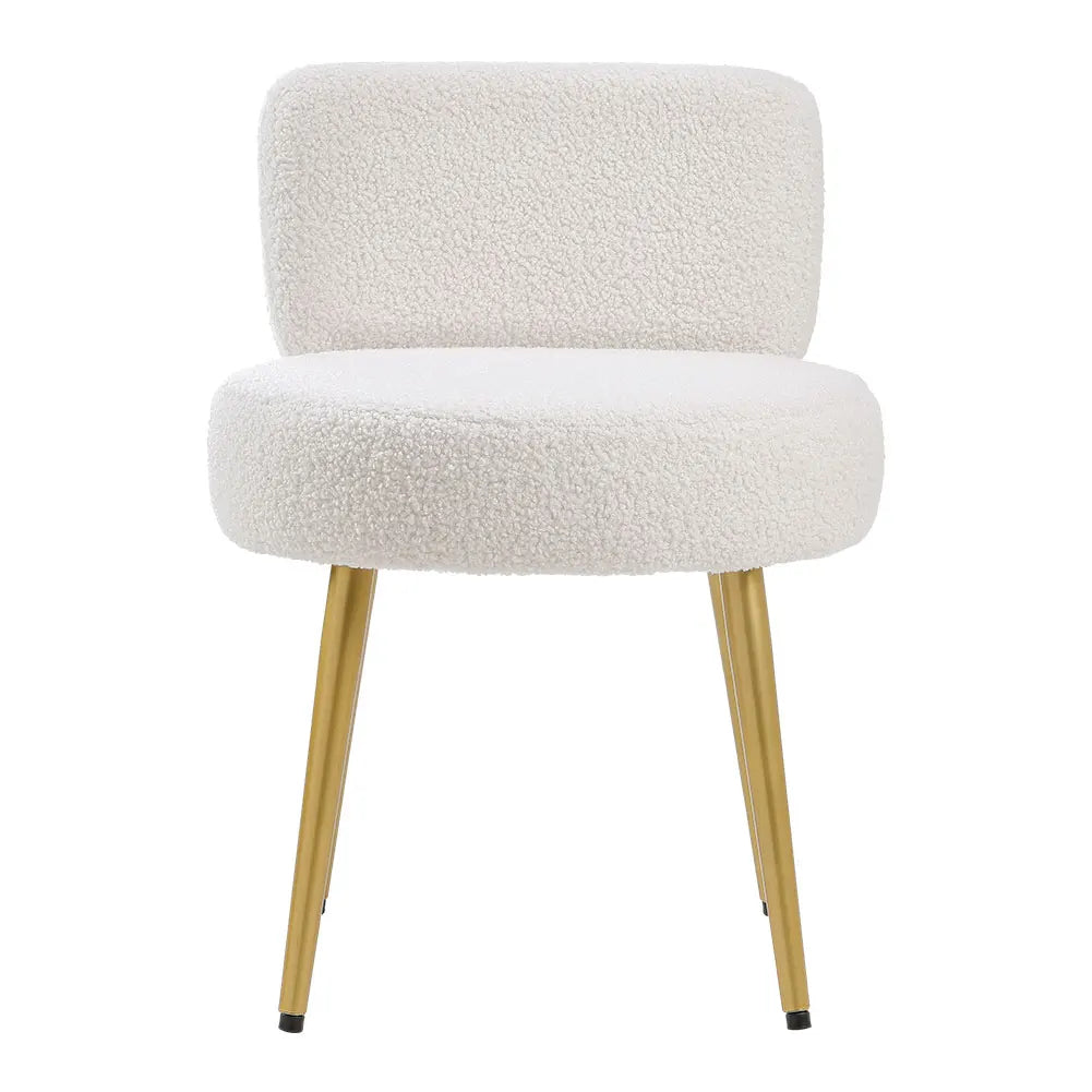 Voltsify Cream Faux Fur Vanity Stool Chair with Metal Legs for Apartments Guest Rooms Home Offices