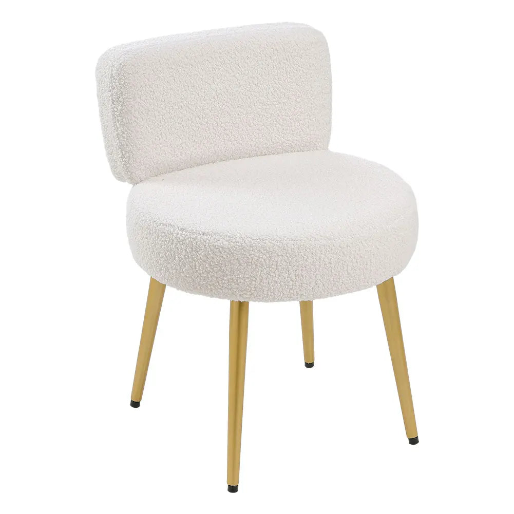 Voltsify Cream Faux Fur Vanity Stool Chair with Metal Legs for Apartments Guest Rooms Home Offices