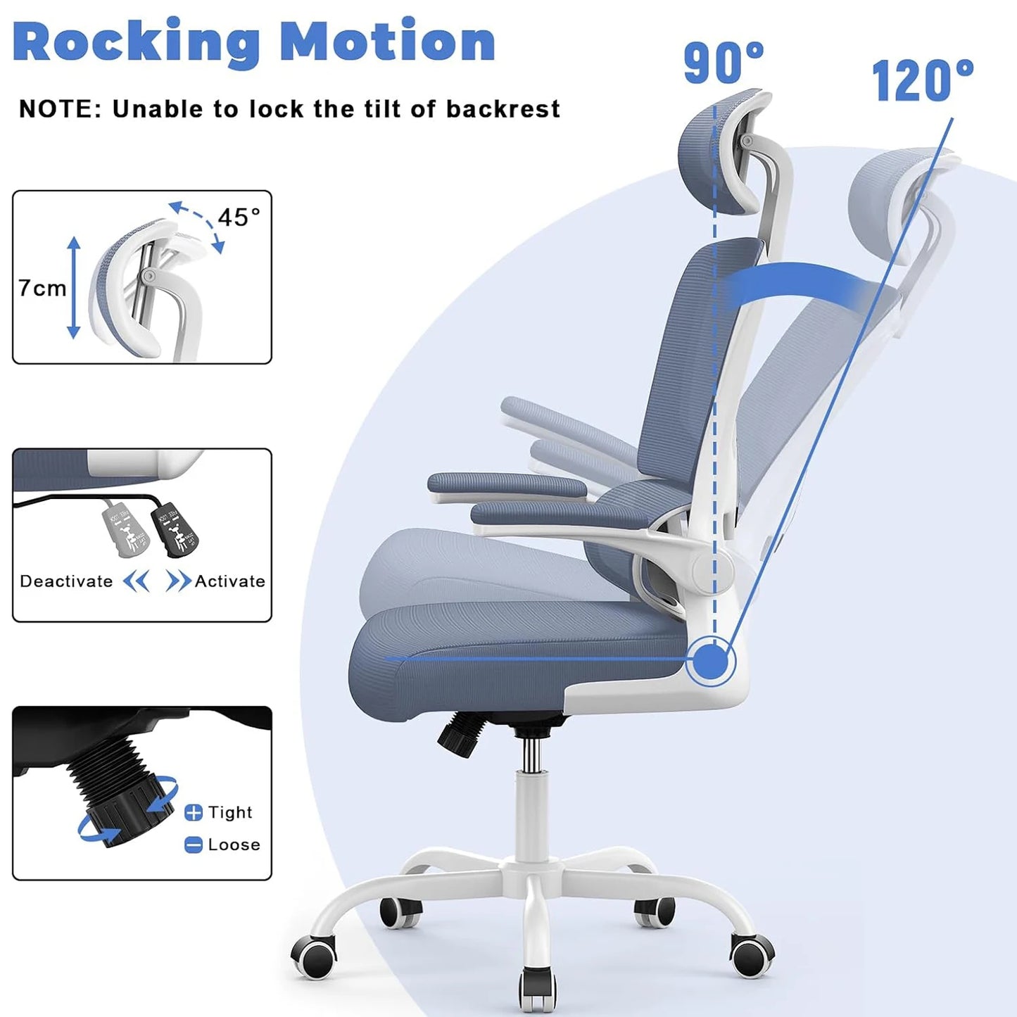 Ergonomic Office Chair with Lumbar Support – Adjustable Headrest & Flip-Up Armrests