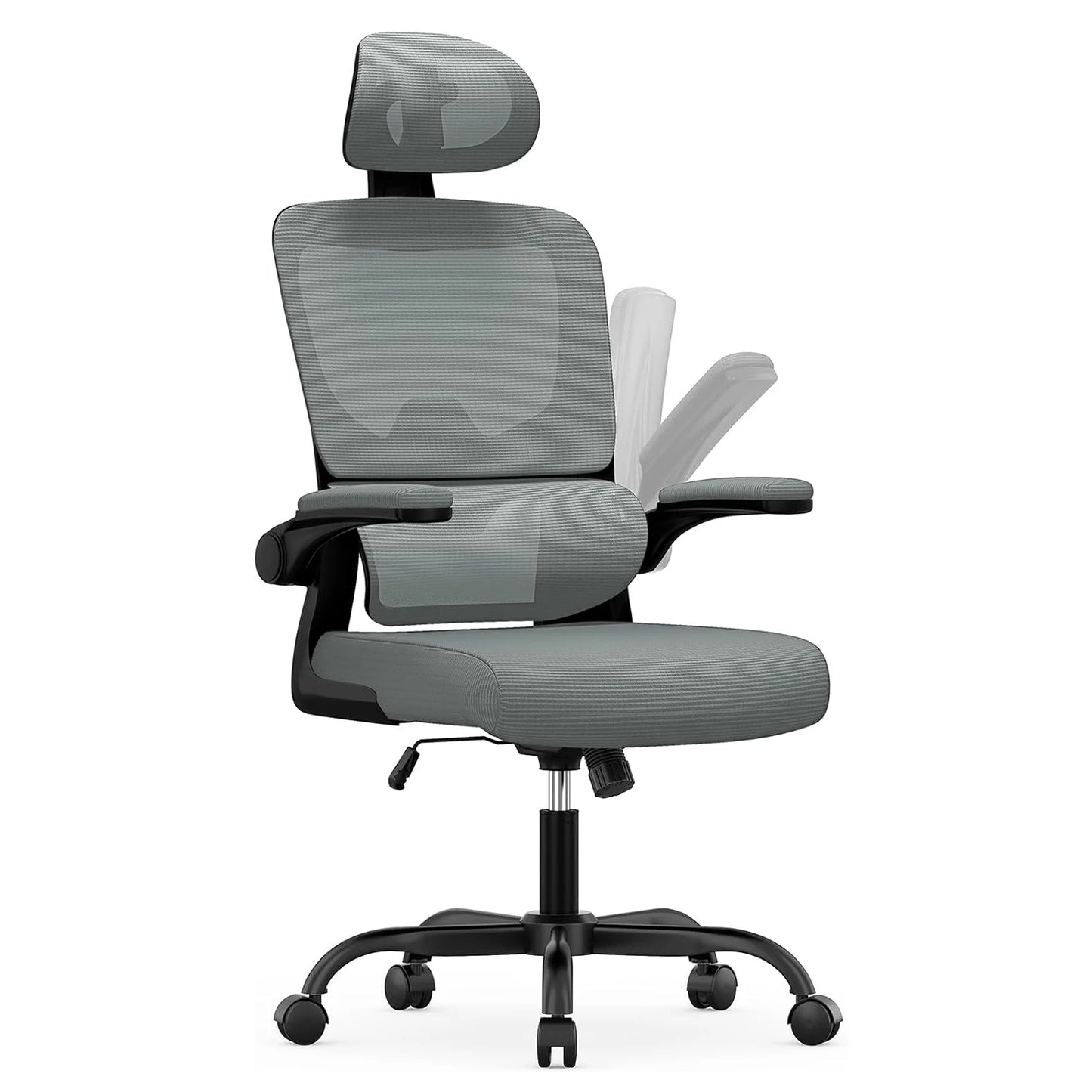 Ergonomic Office Chair with Lumbar Support – Adjustable Headrest & Flip-Up Armrests