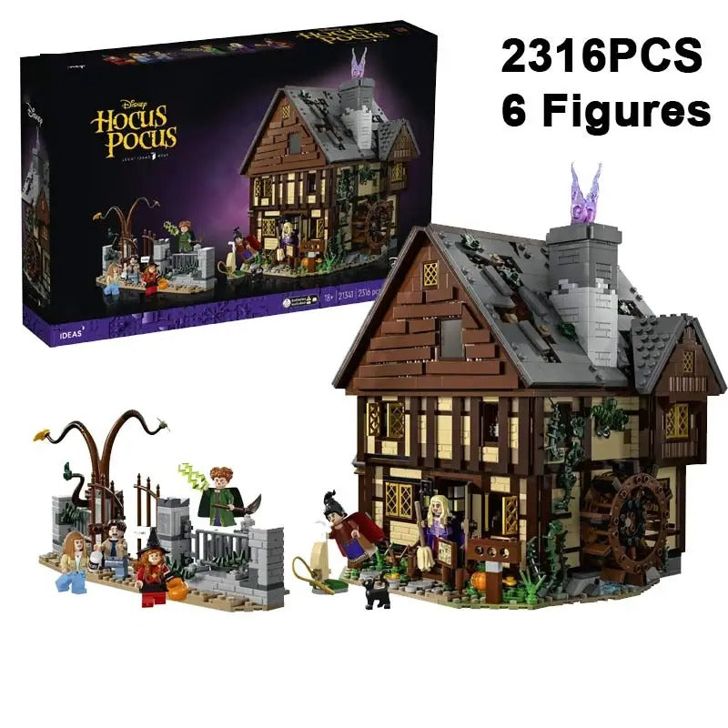 Hocus Pocus Sanderson Sisters’ Cottage 2316PCS Building Blocks – 21341 Compatible Magic Witch House Model with 6 Figures – Halloween Display Toy Gift for Kids & Fans