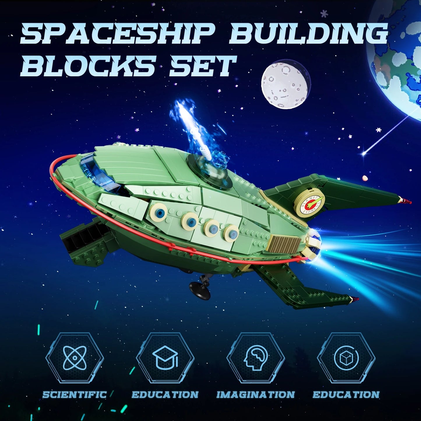 928PCS Spaceship Building Blocks Set Creative Futures Planets Ship Express Boat Model Bricks Toys Birthday Gifts for Kids Boys
