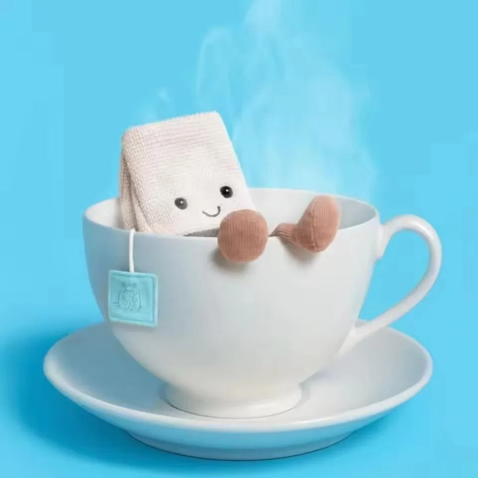 Limited Edition Tea Bag Cartoon Cat & Dog Doll – Interactive Plush Toy for Kids & Pets, Cute Gift for Birthday, Christmas & Halloween